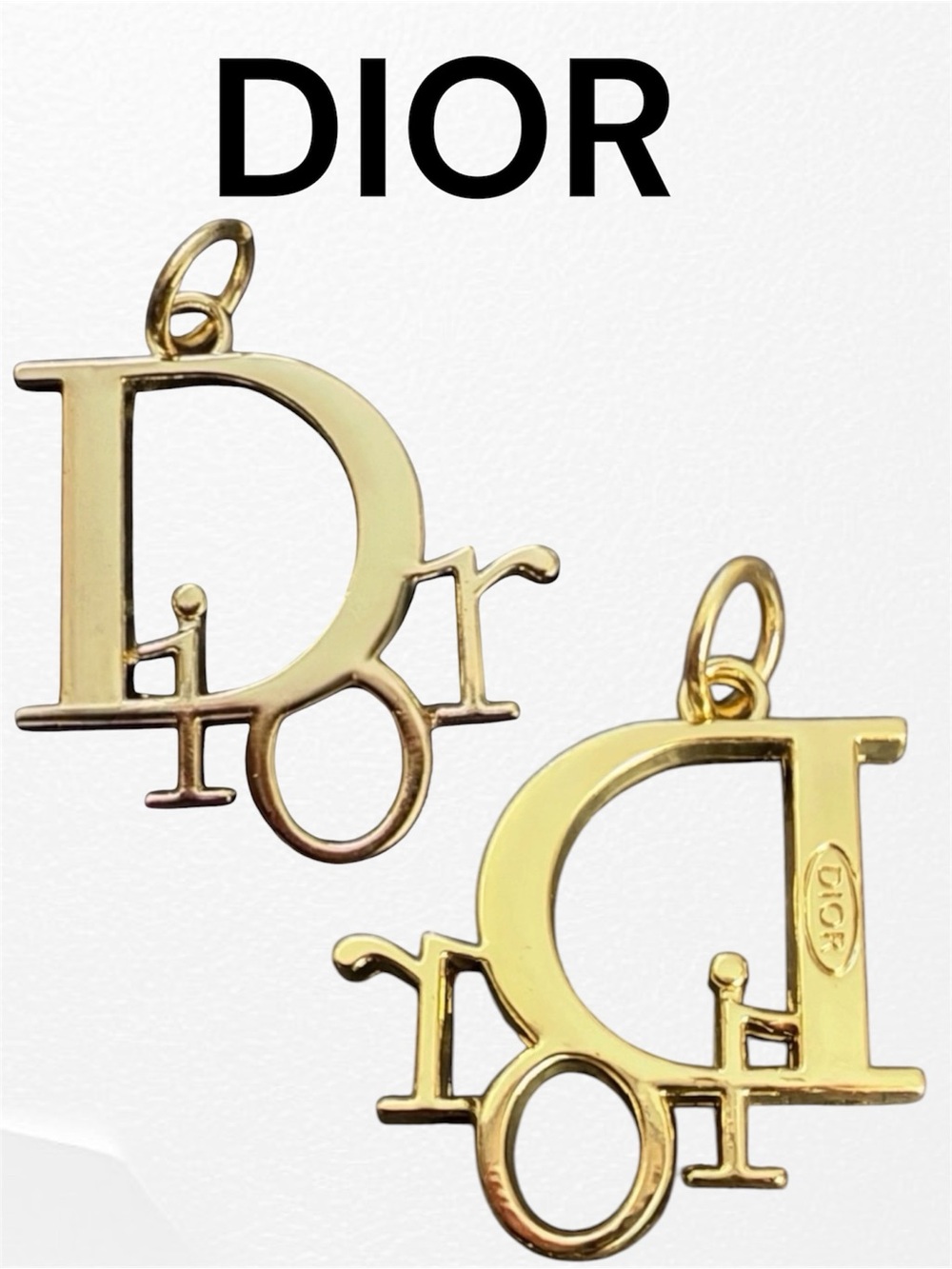 DIOR Zipper Pull Button Charm Gold Tone Stamped